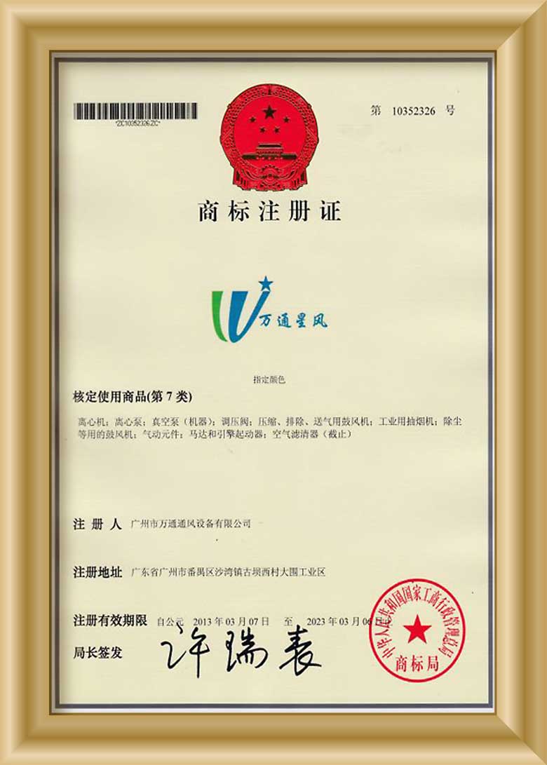 万通星风商标注册证书